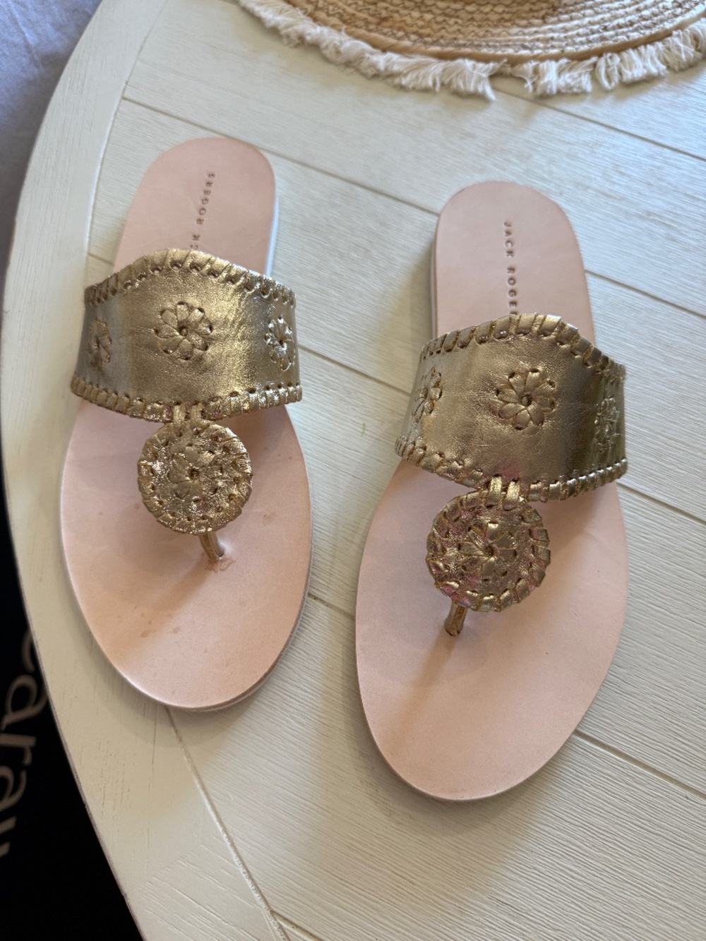 Jack rogers boat sandals gold size 10 NNW